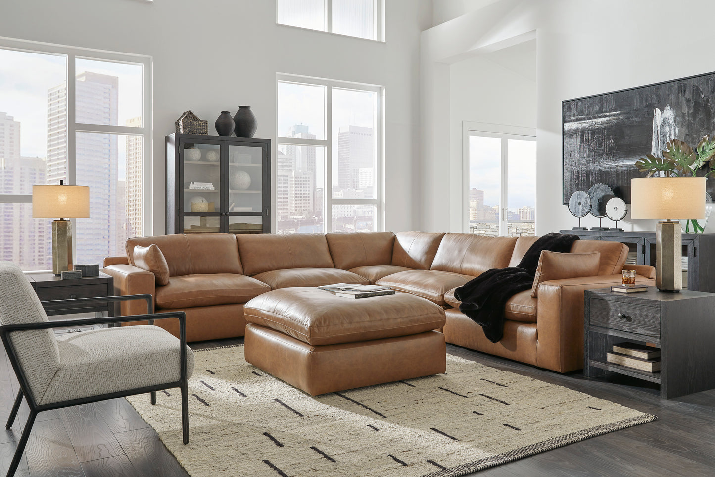 Emilia Genuine Leather 5-Piece Sectional