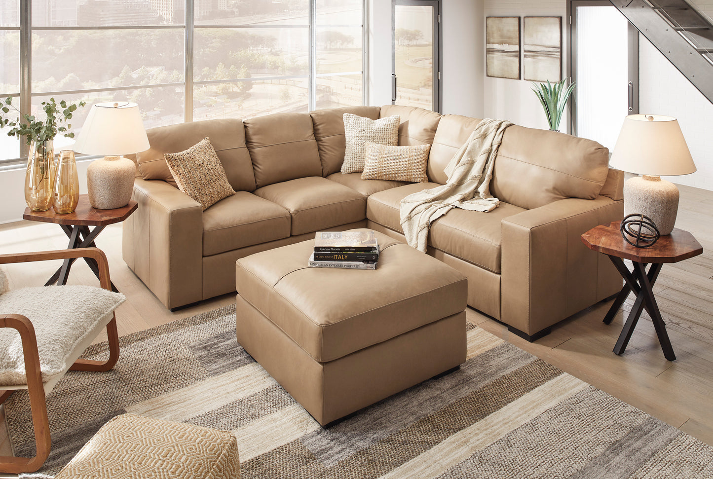 Bandon Oversized Accent Leather Ottoman
