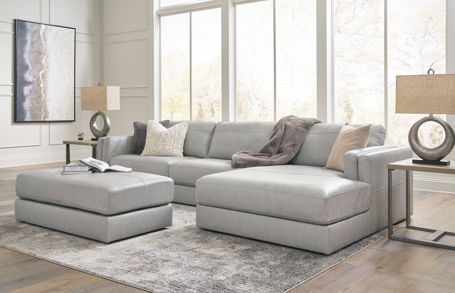 Amiata Oversized Leather Accent Ottoman
