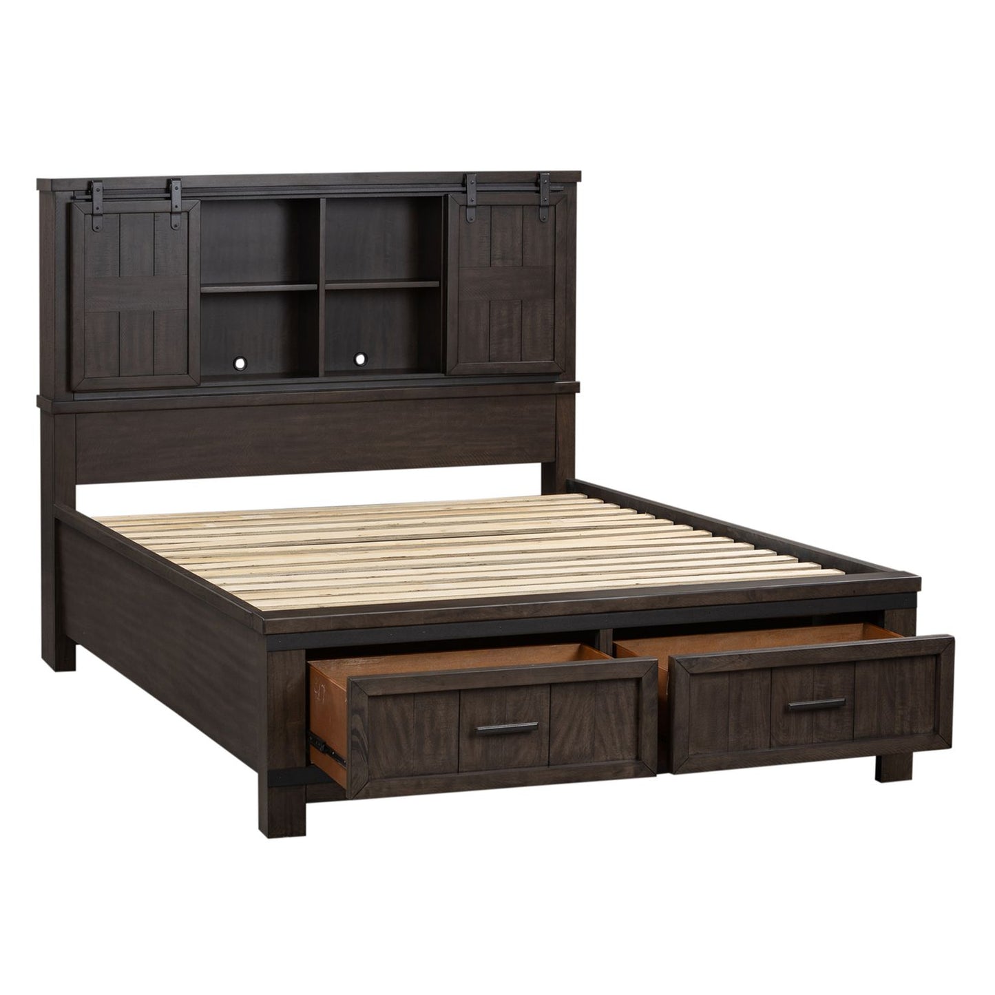 Thornwood Hills Queen Bookcase Bed, Dresser & Mirror, Night Stand
