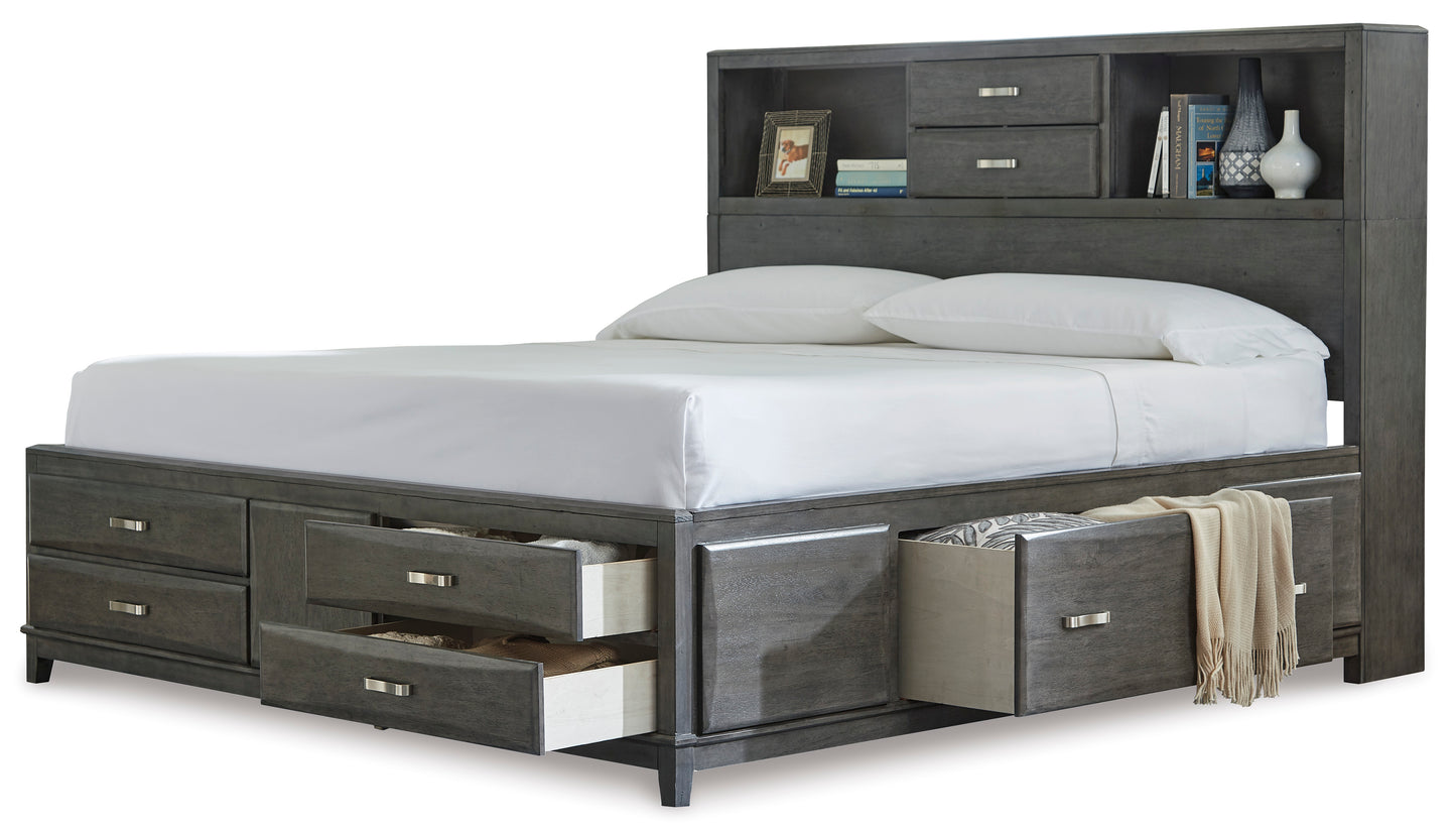 Caitbrook Full Storage Bed with 7 Storage Drawers with Mirrored Dresser