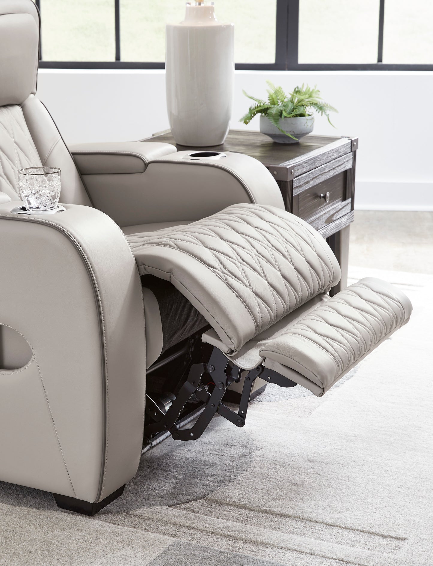 Boyington Gray Dual Power Leather Recliner