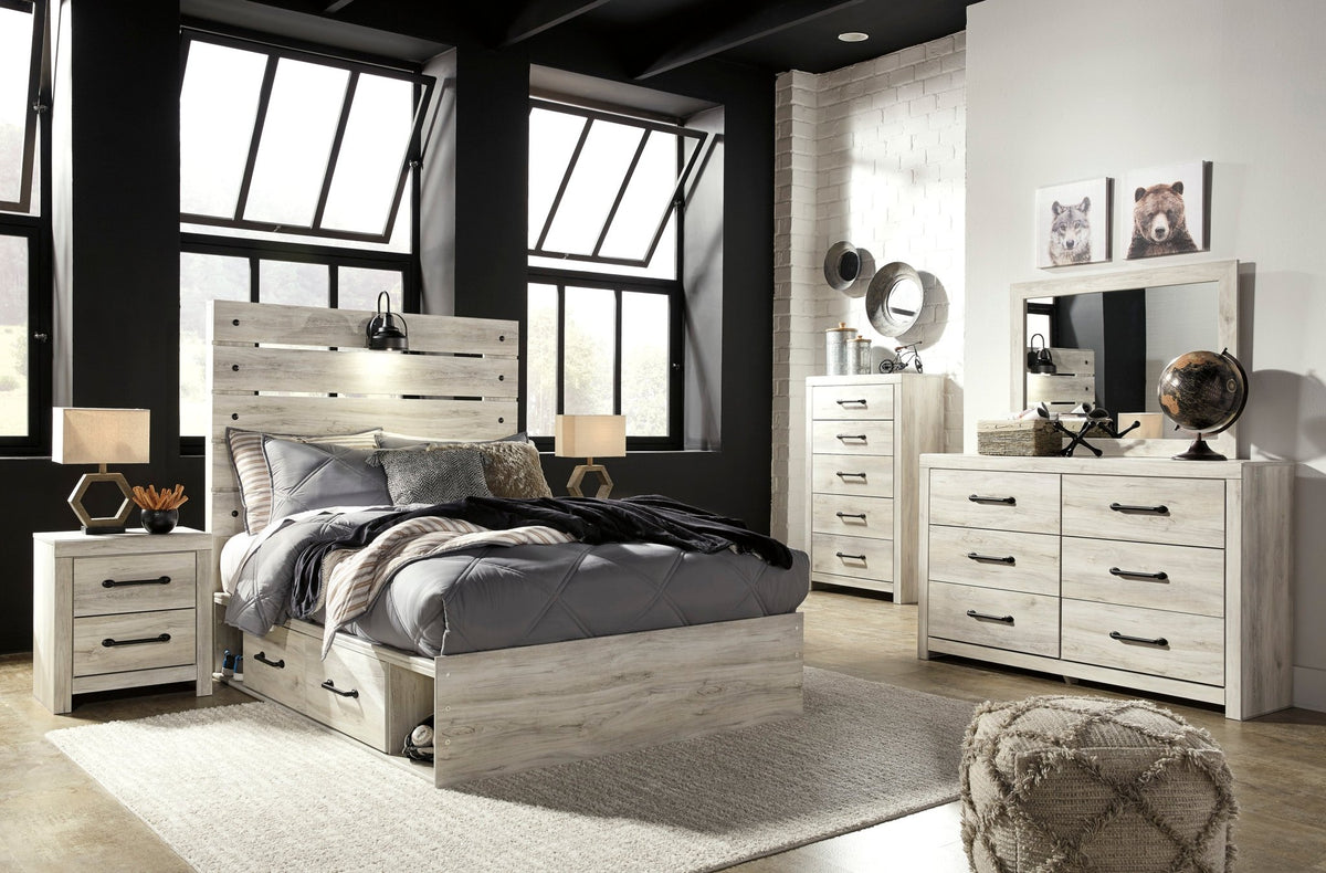 Cambeck Full Platform Storage Bed, Dresser, Mirror and Nightstand - Rooms For Less Furniture Outlet