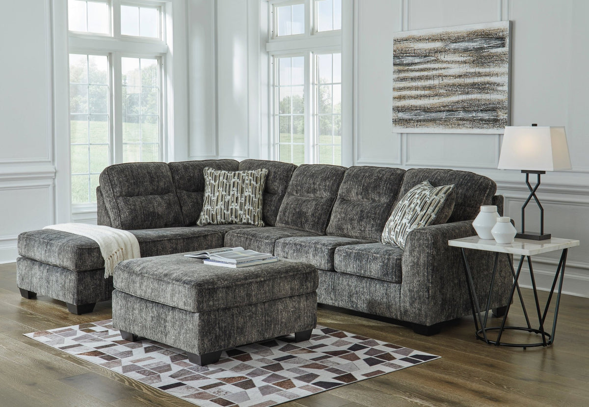 Lonoke Gunmetal 2 - Piece Sectional with Chaise - Rooms For Less Furniture Outlet