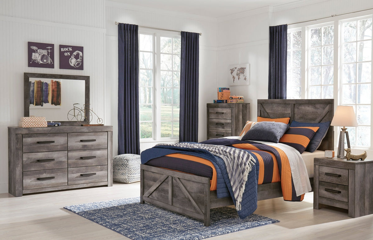 Wynnlow Full Panel Bed, Dresser, Mirror and Nightstand - Rooms For Less Furniture Outlet