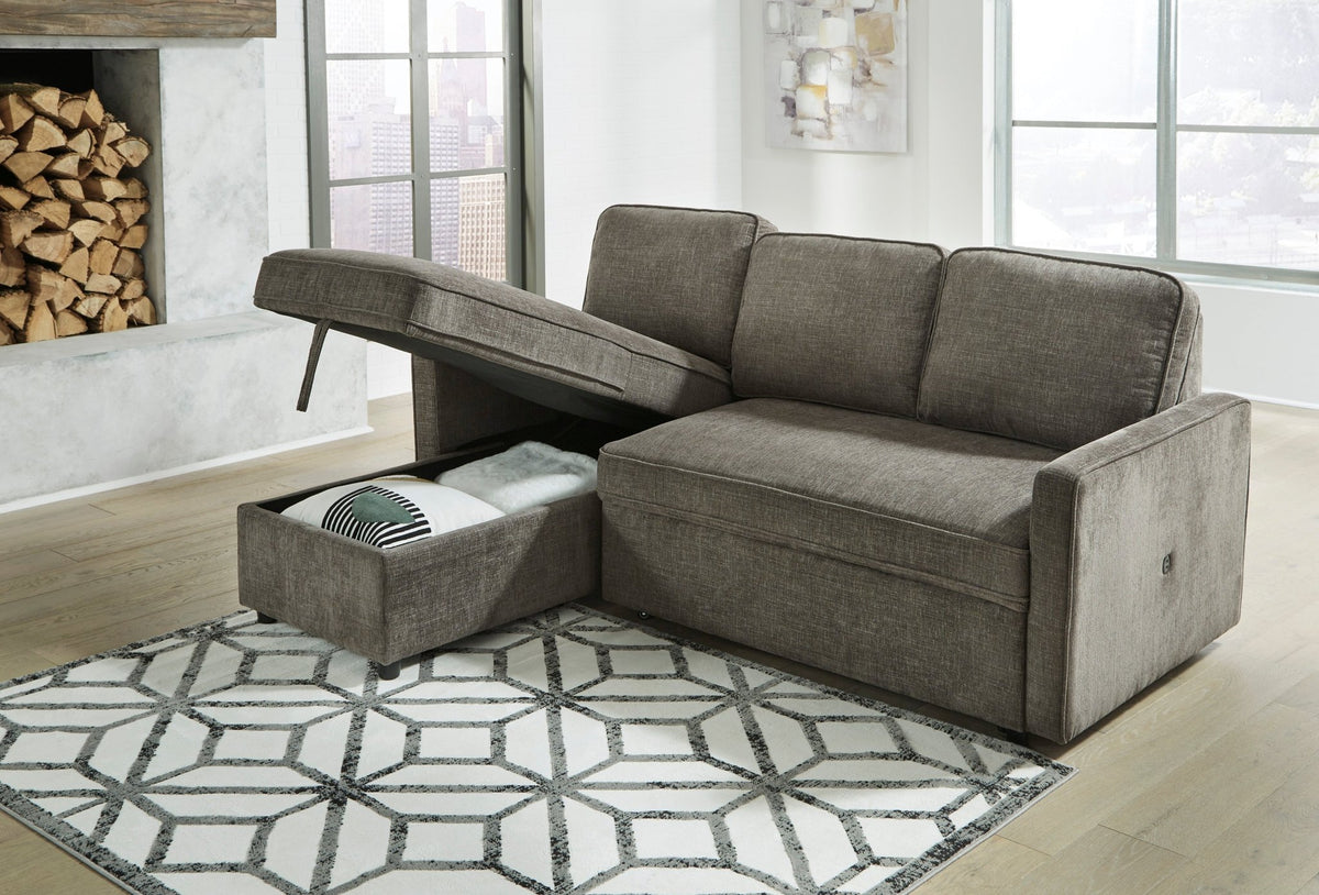 Kerle 2 - Piece Sectional with Pop Up Futon Bed - Rooms For Less Furniture Outlet