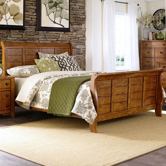 Grandpas Cabin Queen Sleigh Bed