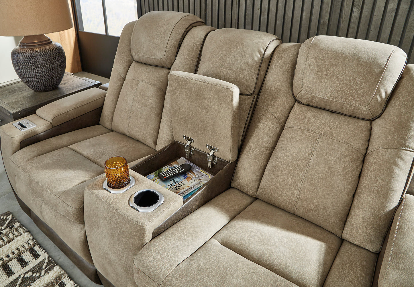 Next-Gen Sand DuraPella Triple Power Reclining Loveseat