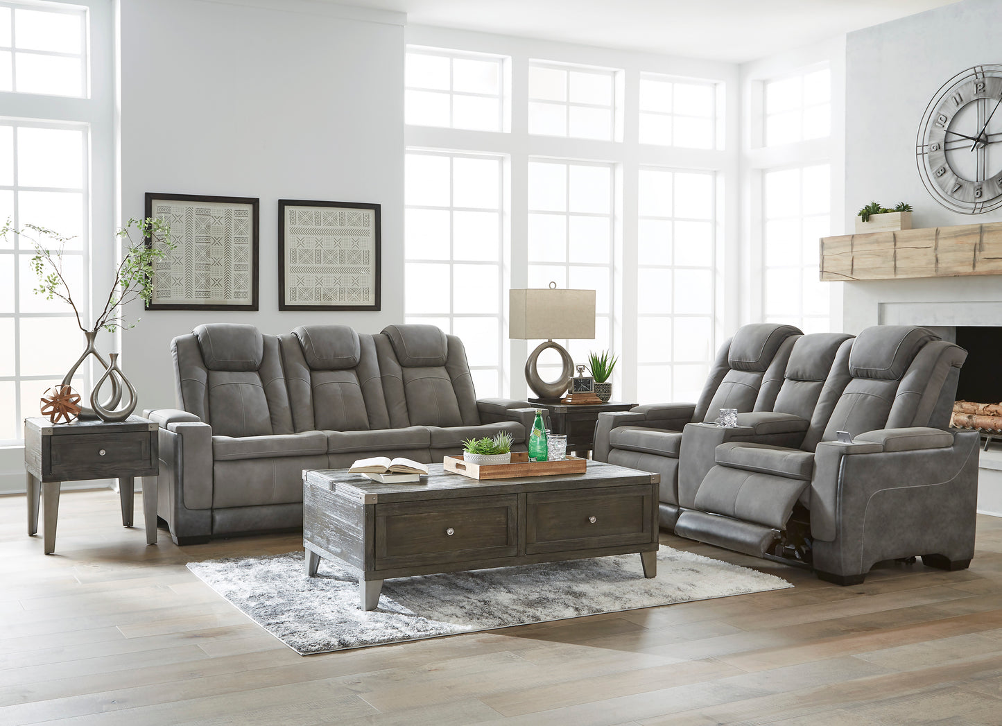 Next-Gen Slate DuraPella Triple Power Sofa & Loveseat