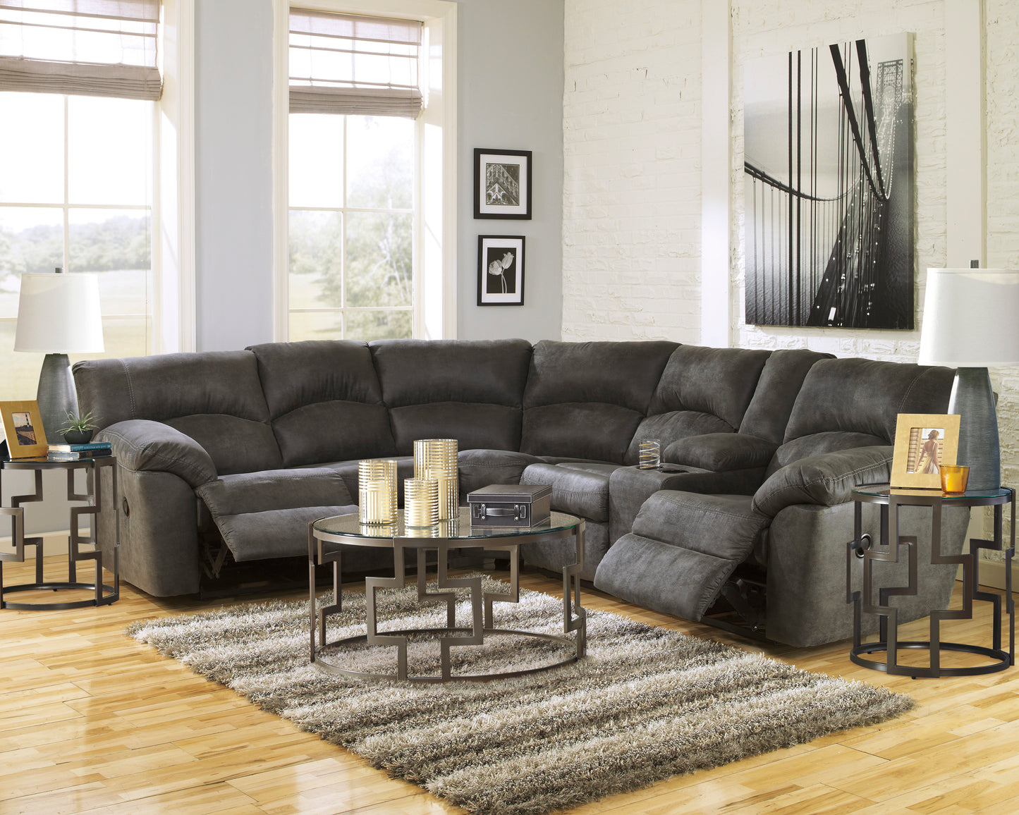 Tambo 2-Piece Manual Pewter Reclining Sectional