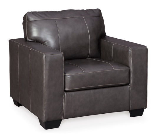 Mason Gray Leather Chair & Ottoman