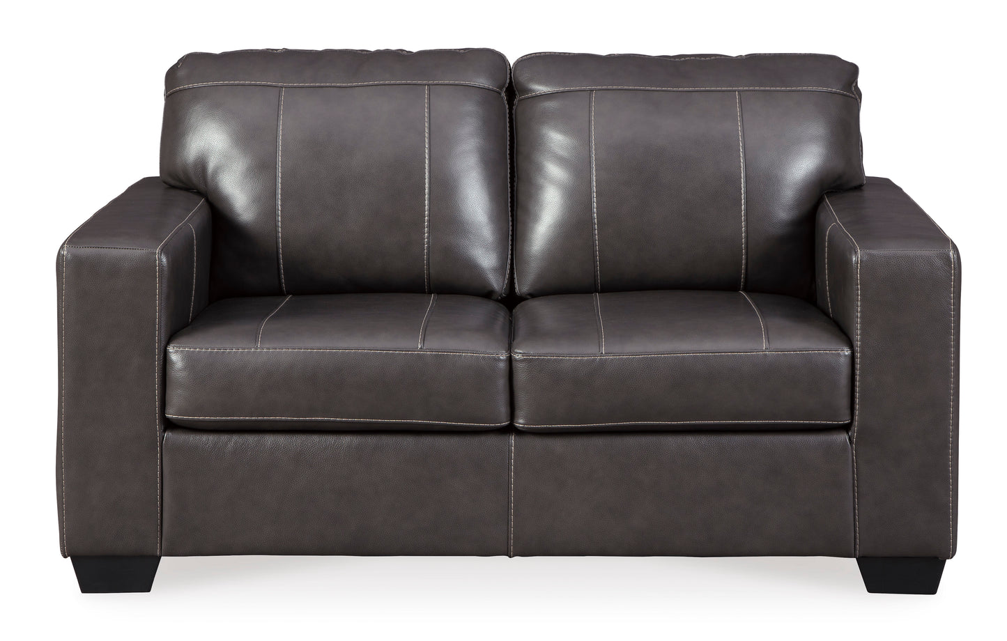 Mason Gray Leather Loveseat