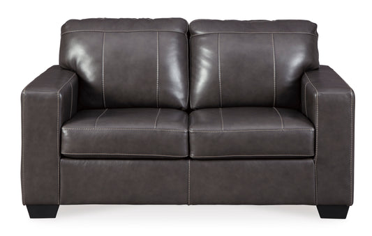 Mason Gray Leather Loveseat