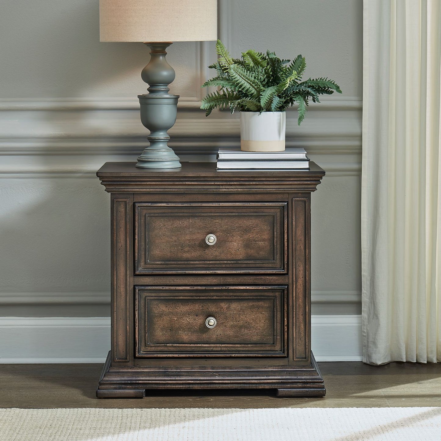 Big Valley King Panel Bed, Dresser & Mirror, Night Stand