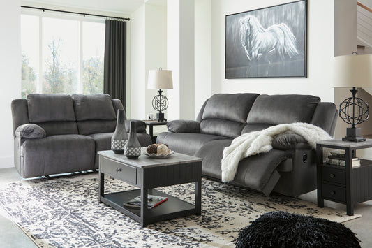 Clonmel Charcoal Reclining Sofa and Loveseat