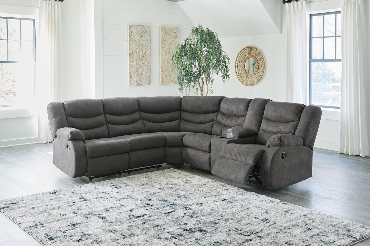 Partymate Slate 2pc Reclining Sectional