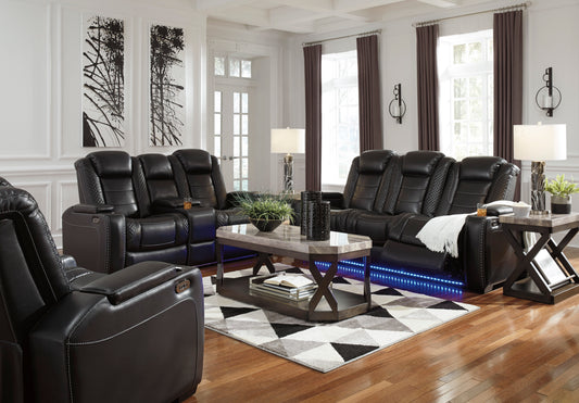 Party Time Black Power Reclining Sofa and Loveseat