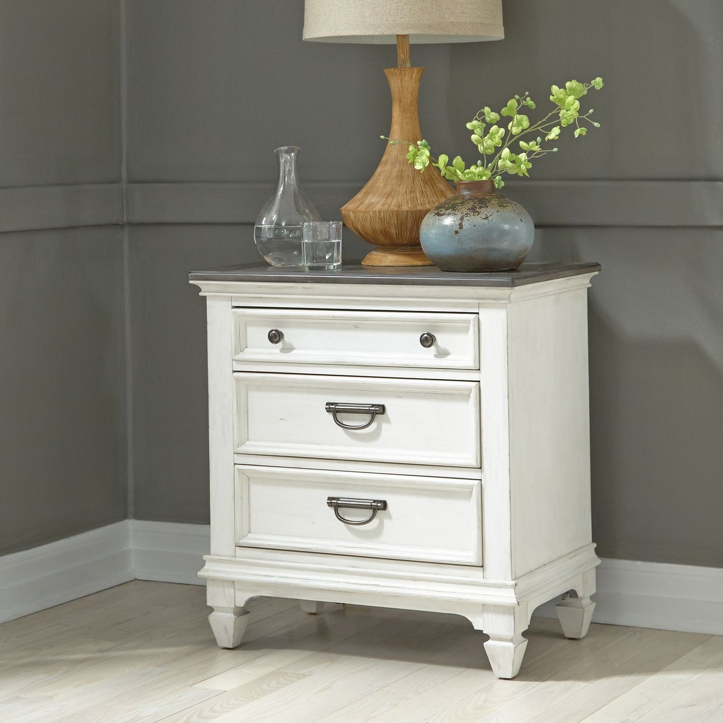 Allyson Park Queen Panel Bed, Dresser & Mirror, Night Stand