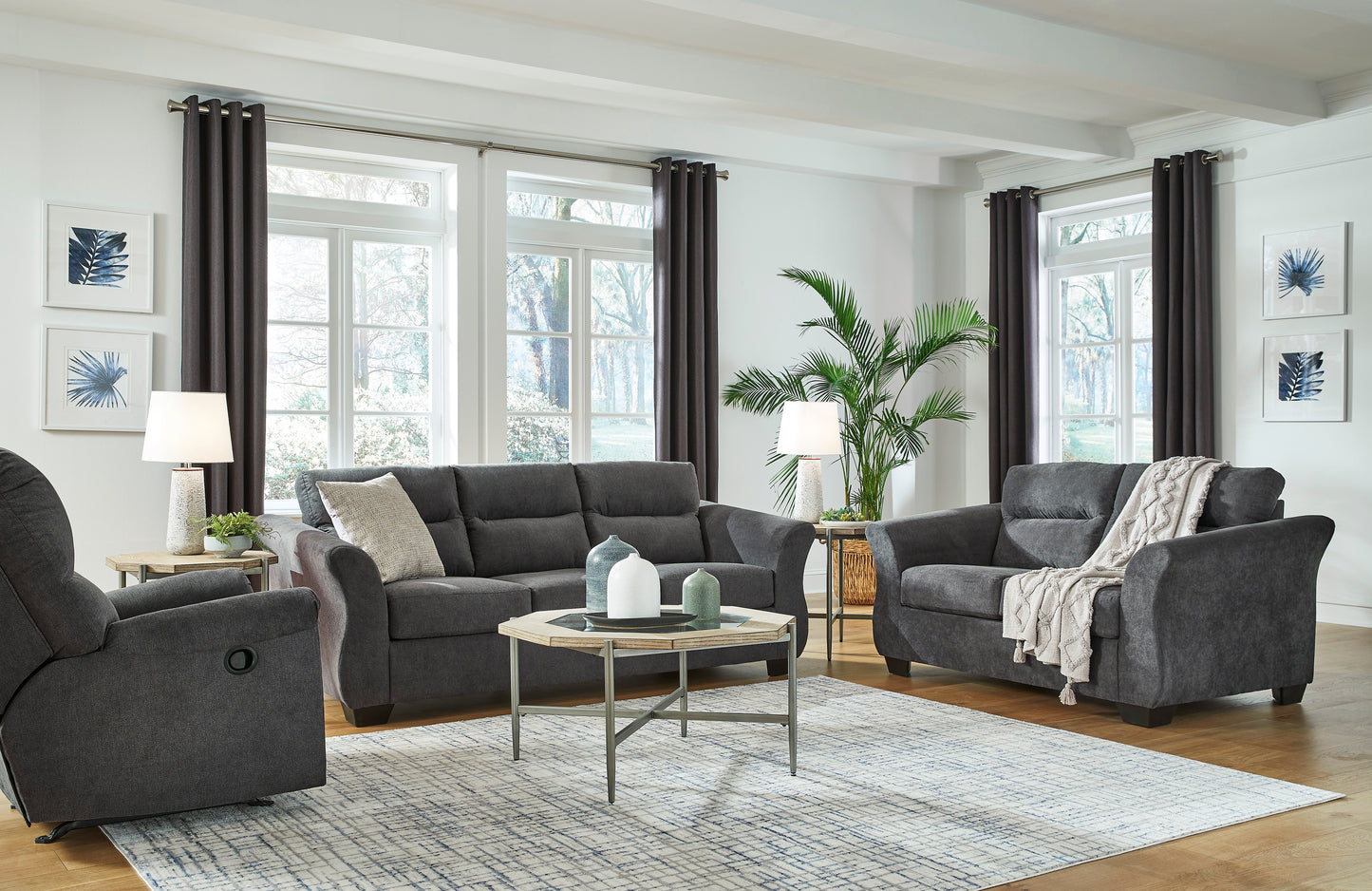 Miravel Gunmetal Sofa and Loveseat