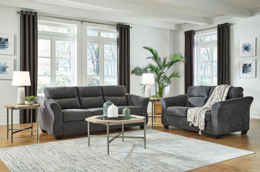 Miravel Gunmetal Sofa and Loveseat