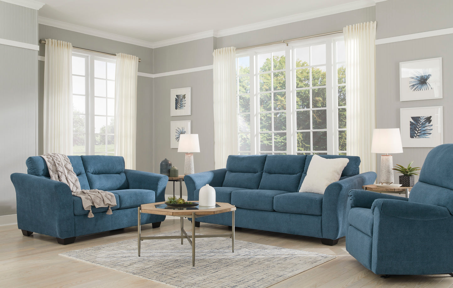 Miravel Indigo Sofa and Loveseat