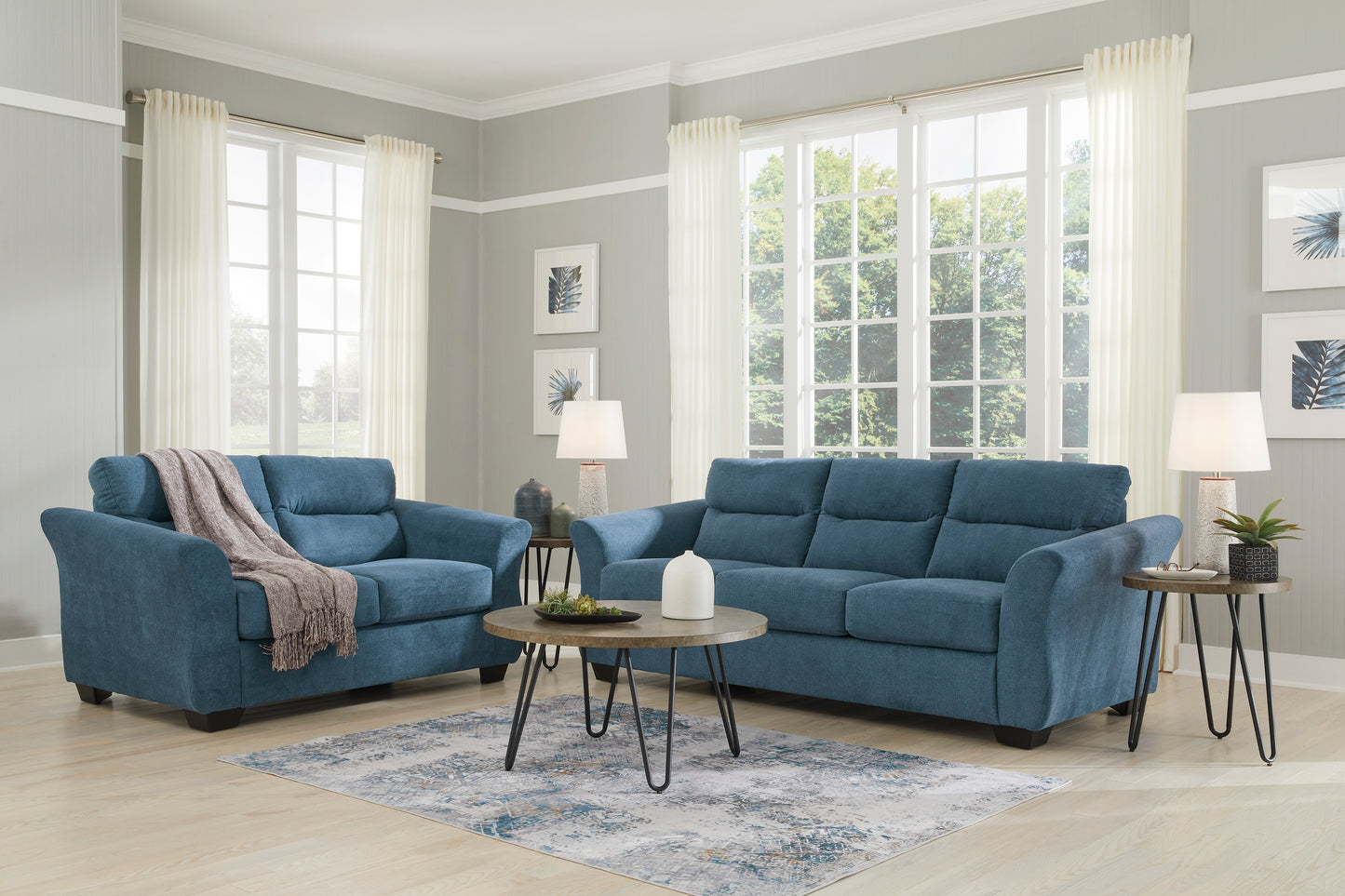 Miravel Indigo Sofa and Loveseat