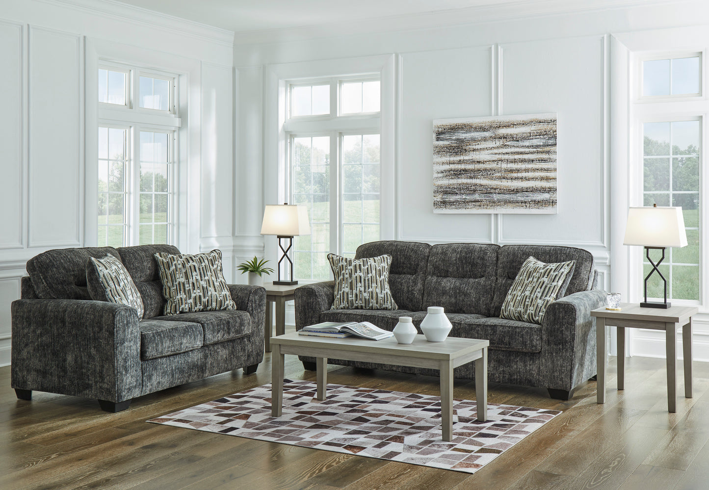 Lonoke Gunmetal Sofa & Loveseat