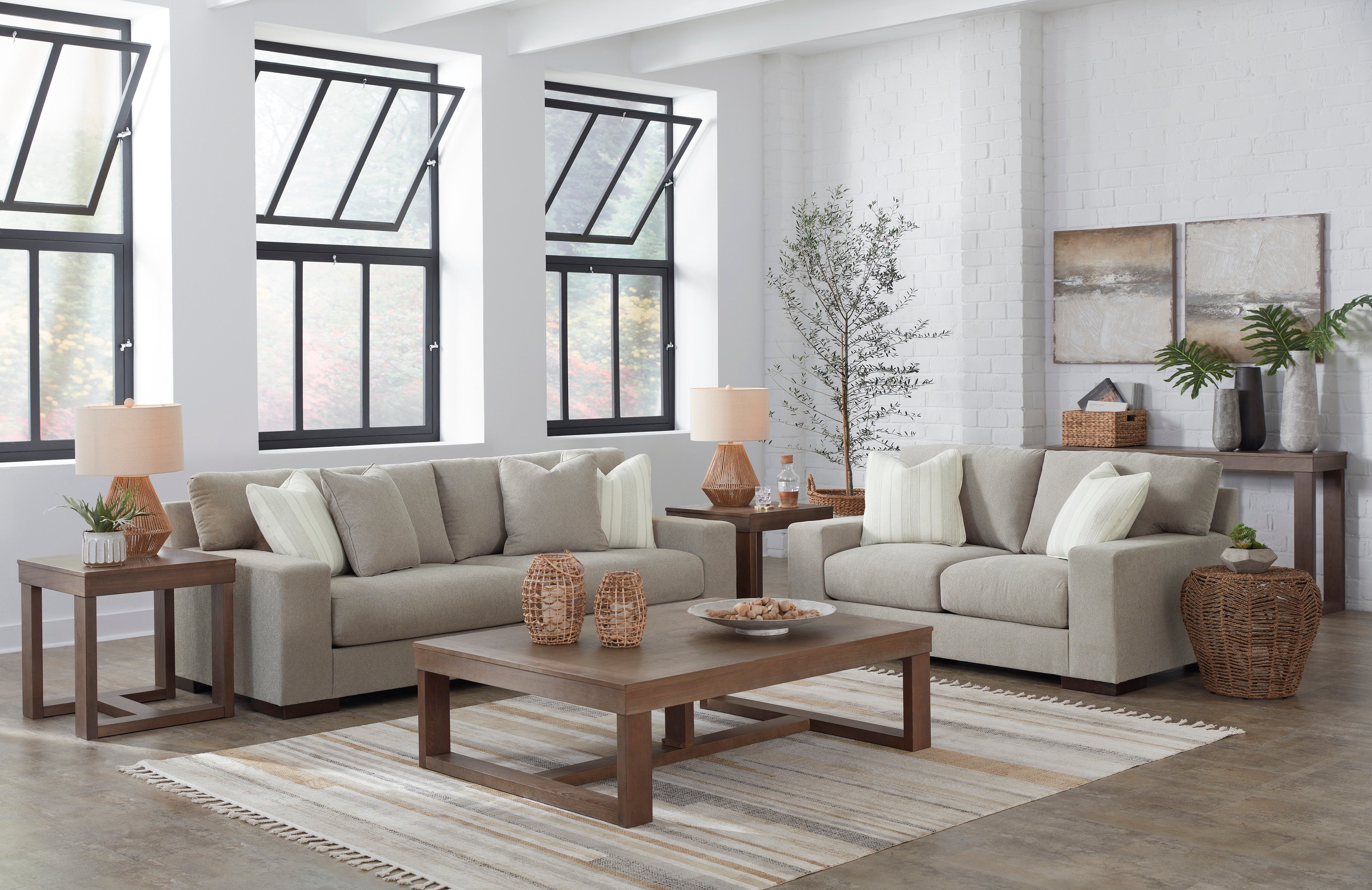 Maggie Flax Sofa and Loveseat