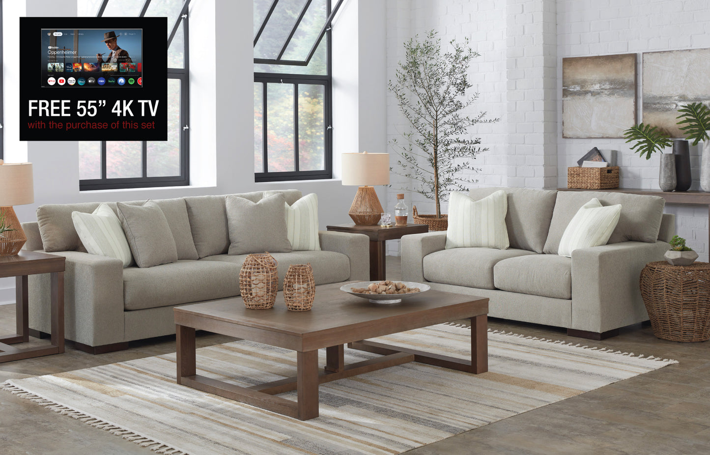 Maggie Flax Sofa and Loveseat