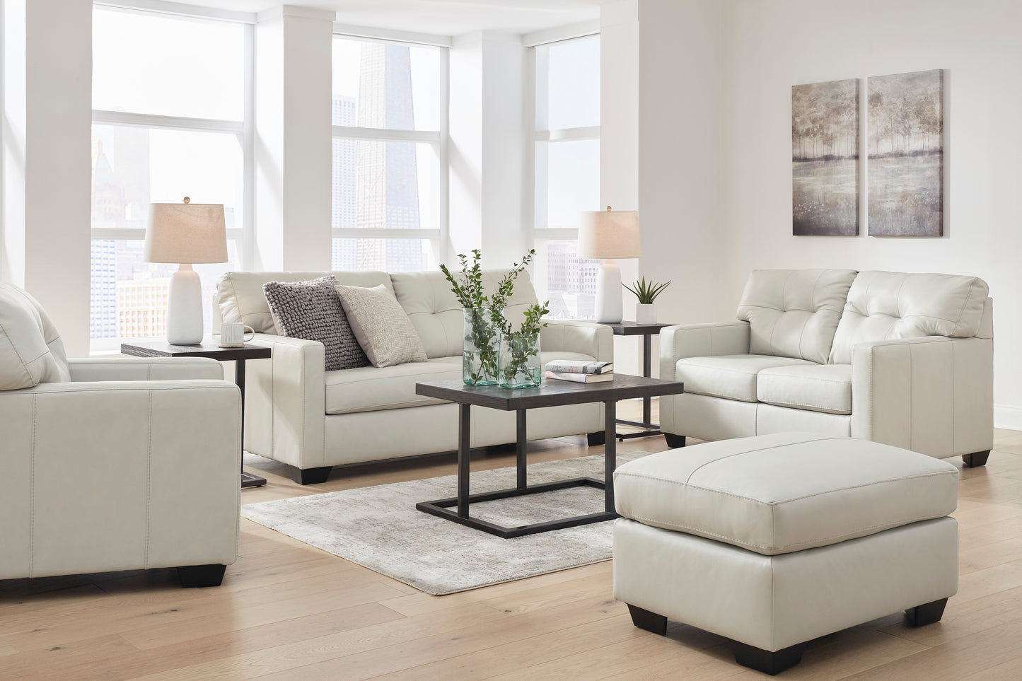 Belziani Coconut Leather Sofa and Loveseat