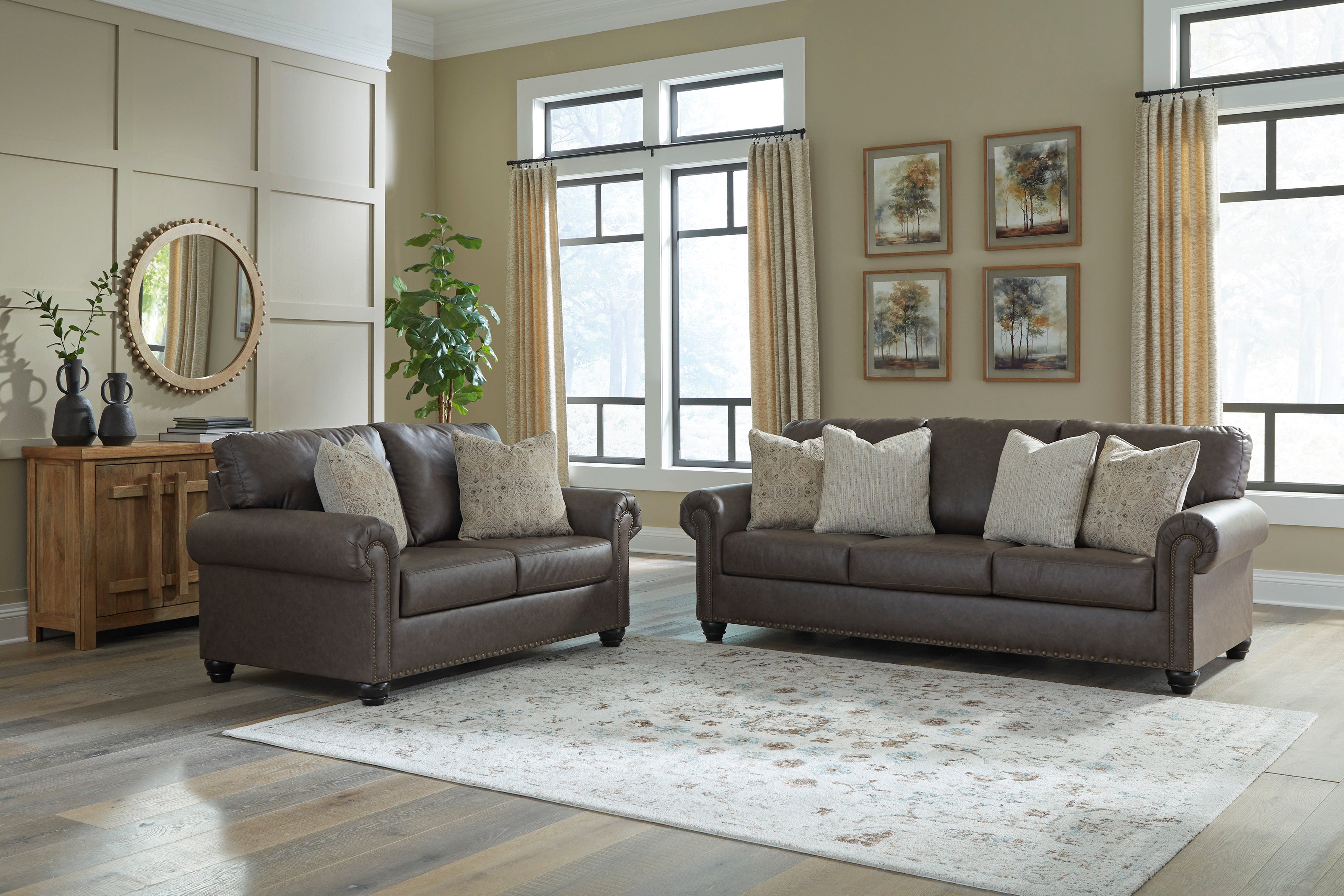 Hartford Brown Leather Sofa & Loveseat