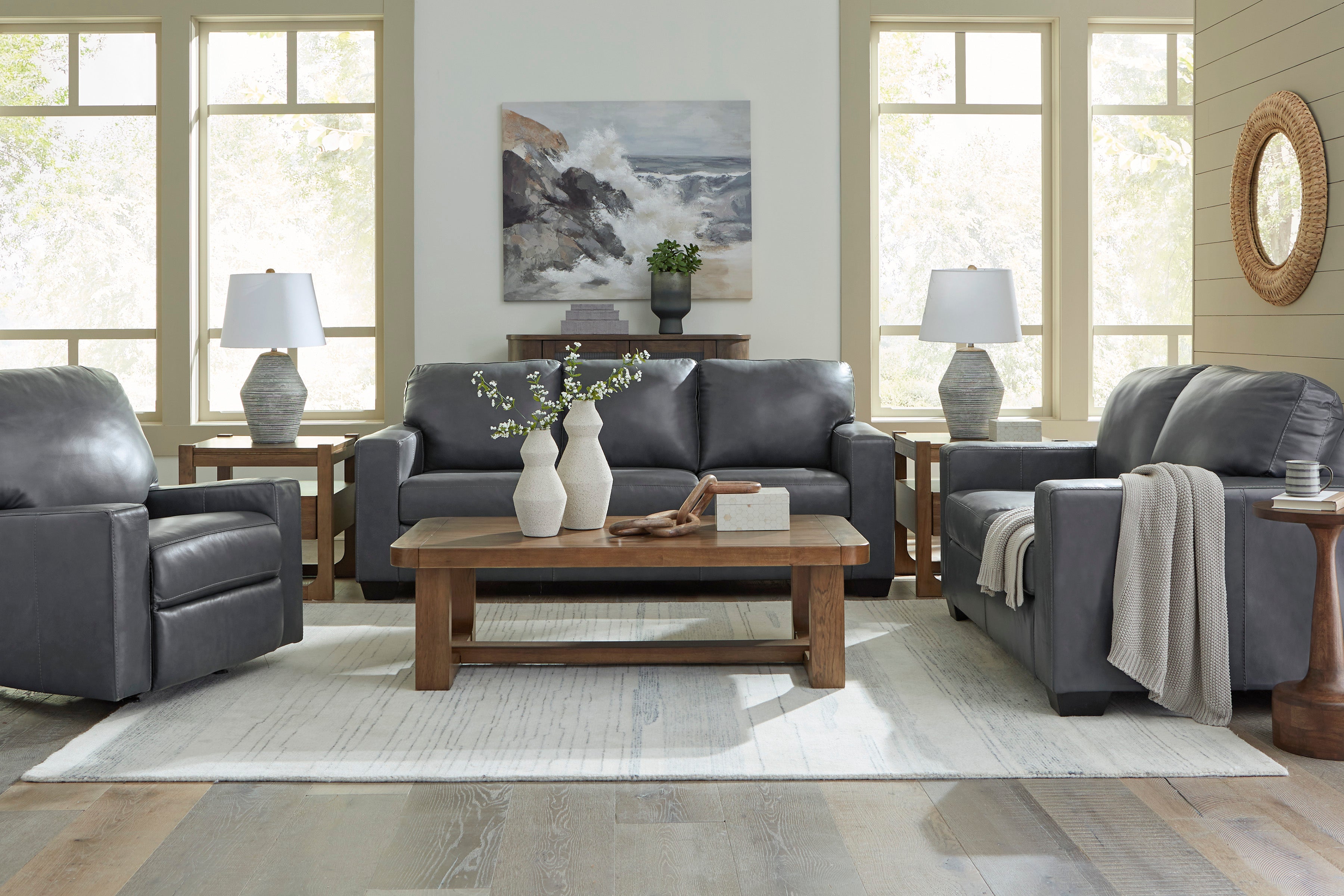 Bolsena Admiral Leather Sofa and Loveseat