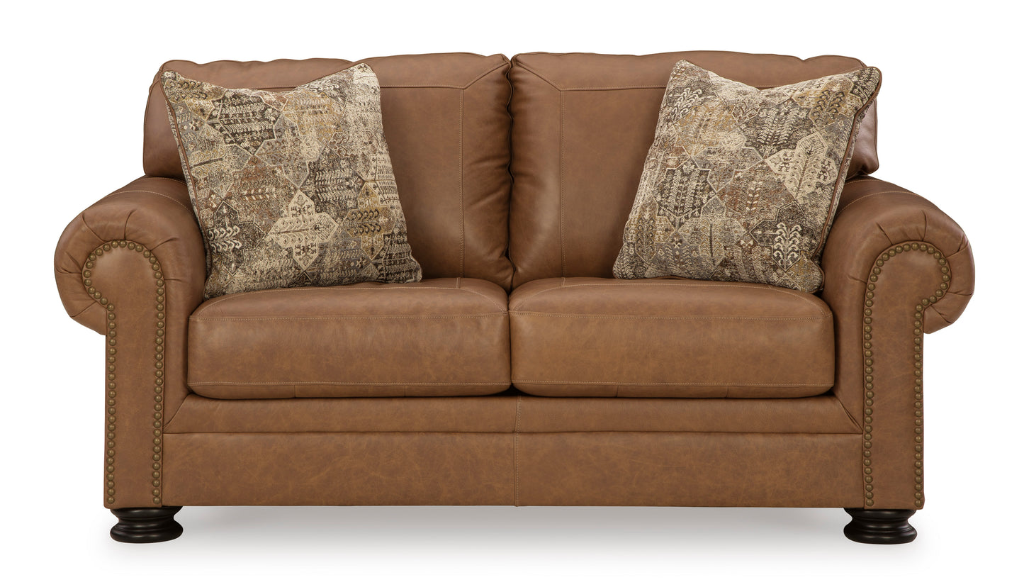 Carianna Caramel Leather Loveseat