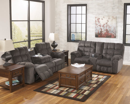 Acieona Reclining Sofa w/Drop Down Table & Loveseat