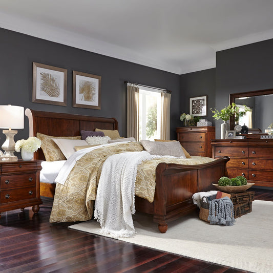 Rustic Traditions King Sleigh Bed, Dresser & Mirror, Night Stand