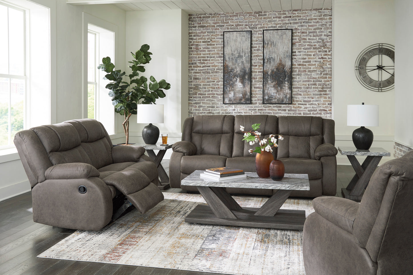 First Base Reclining Sofa and Loveseat