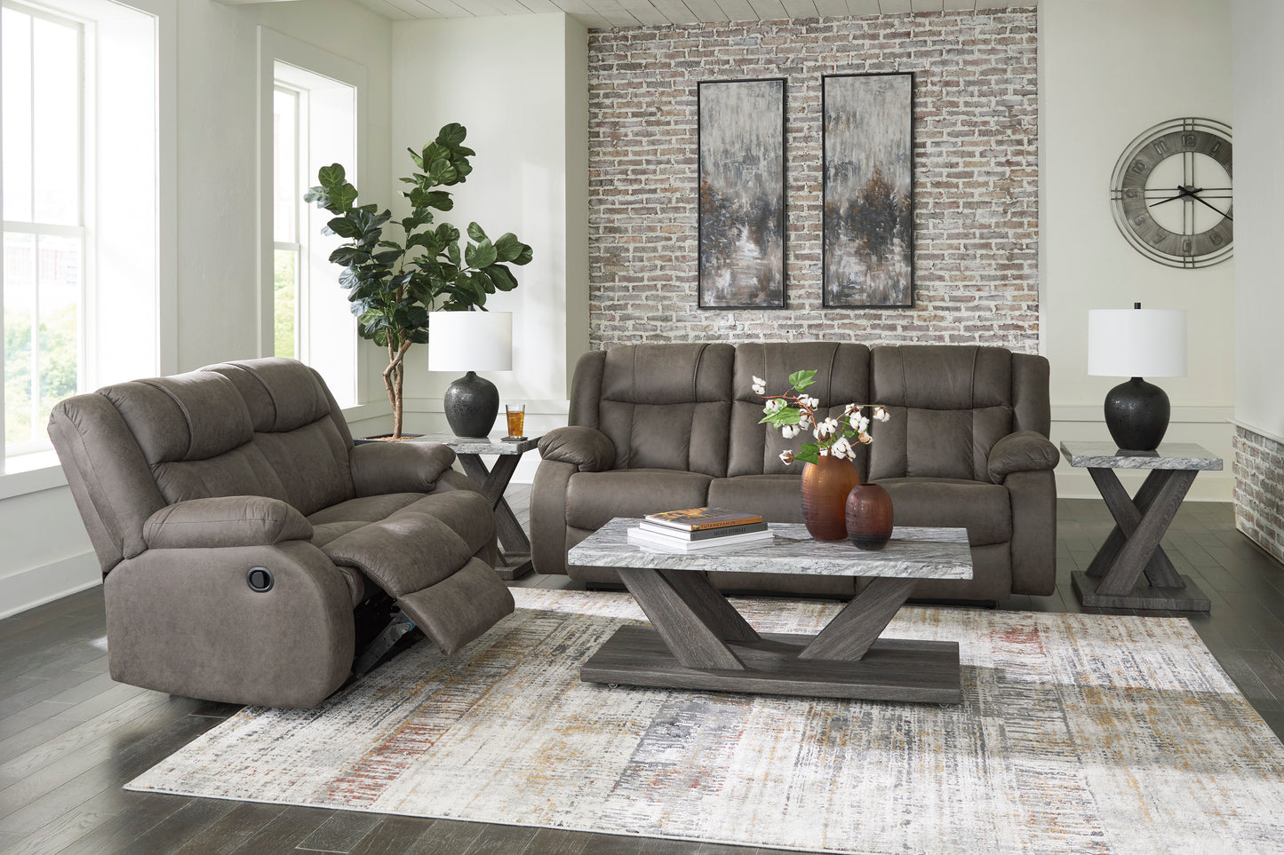 First Base Reclining Sofa and Loveseat