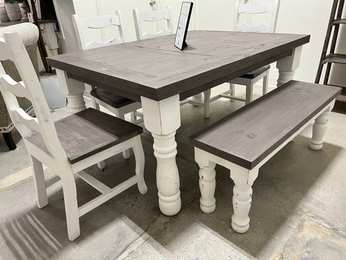 6pc Solid Wood Big Leg Dining Set - Rooms For Less Furniture Outlet