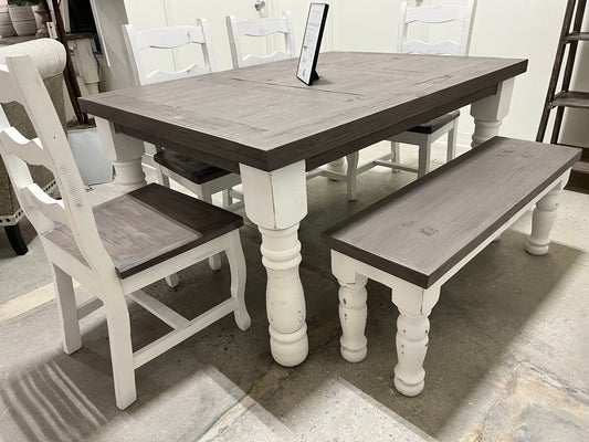 6pc Solid Wood Big Leg Dining Set - Rooms For Less Furniture Outlet