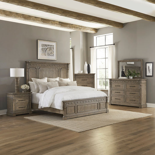 Town and Country King Panel Bed, Dresser & Mirror, Night Stand