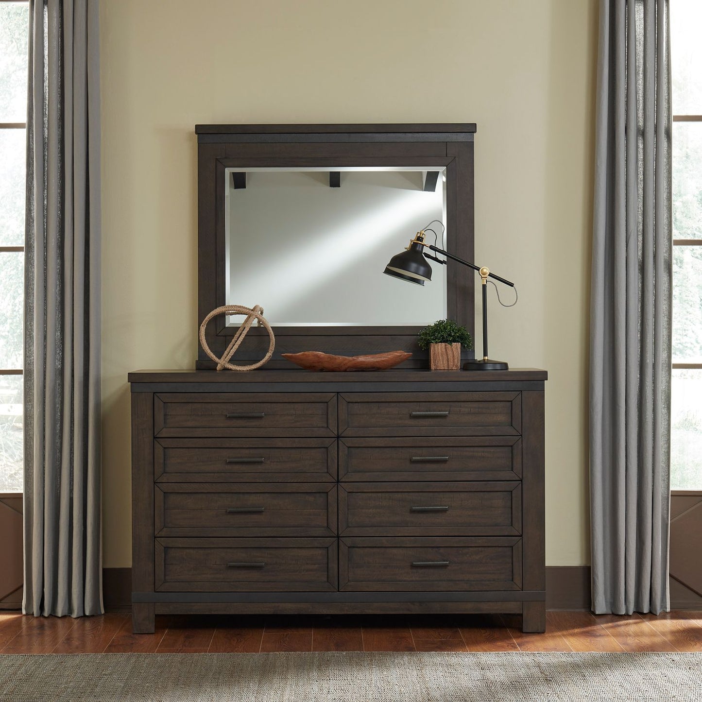 Thornwood Hills King Panel Bed, Dresser & Mirror, Night Stand