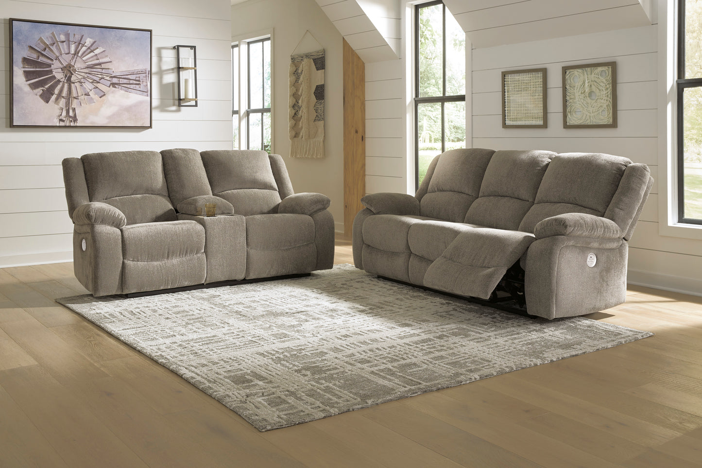 Draycoll Pewter Manual Reclining Sofa and Loveseat