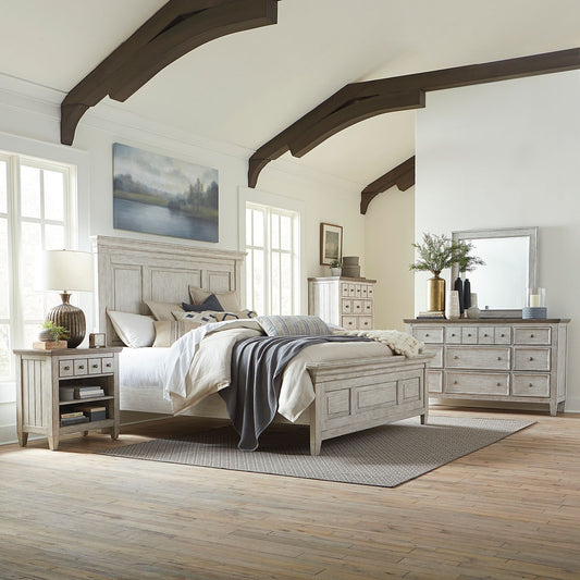 Heartland King Panel Bed, Dresser & Mirror, Night Stand