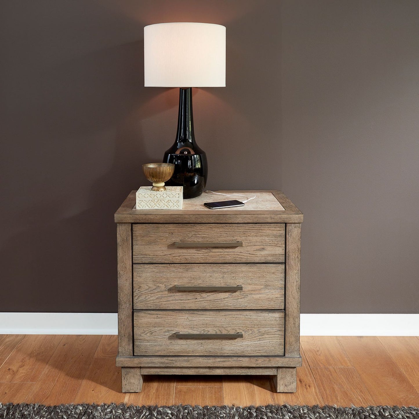 Canyon Road 3 Drawer Night Stand w/ Charging Station