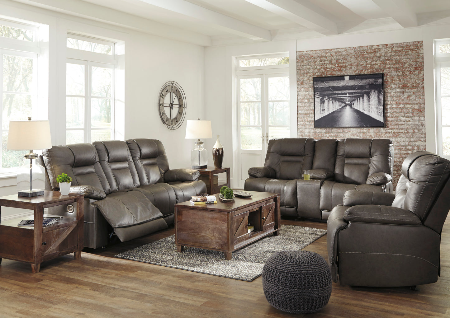 Wurstrow Smoke Triple Power Reclining Sofa & Loveseat