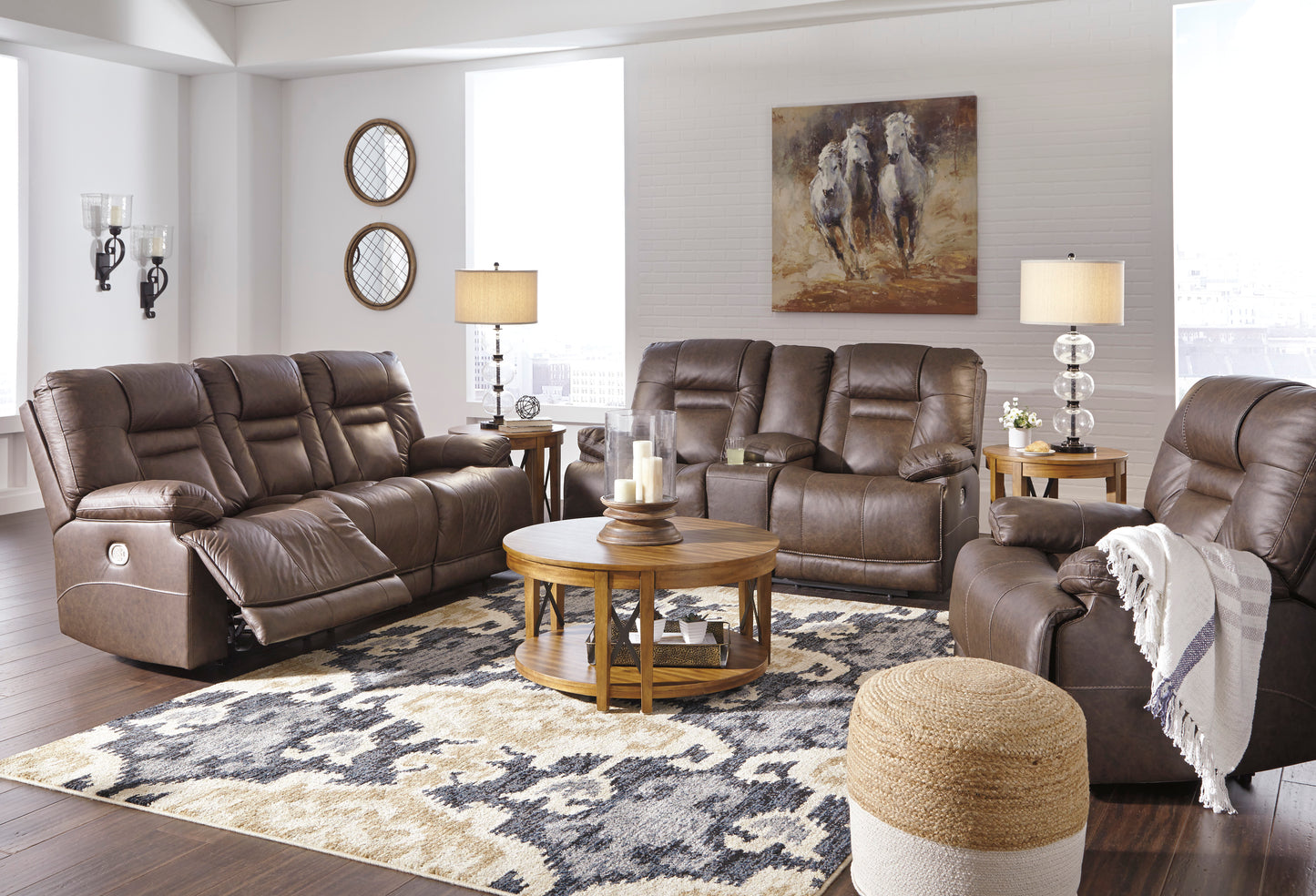 Wurstrow Umber Triple Power Reclining Loveseat