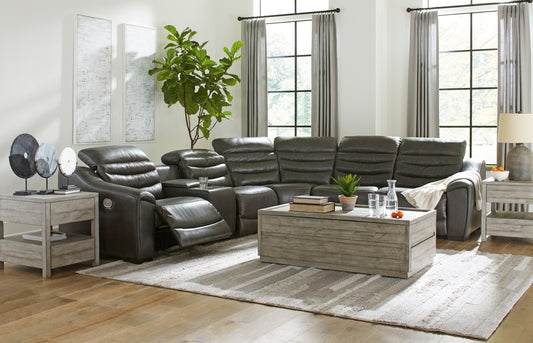 Center Line 6-Piece Dual Power Leather Modular Reclining Sectional