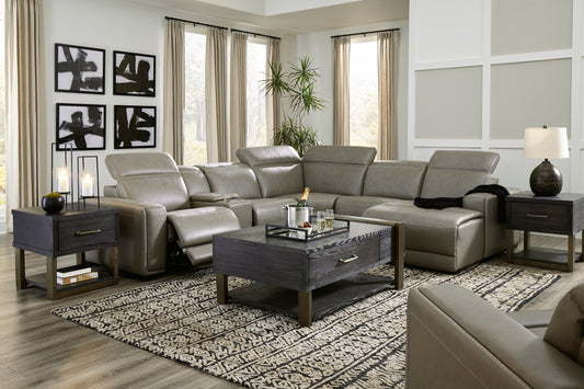 Correze 6-Piece Dual Power Leather Reclining Modular Sectional with Console and Chaise