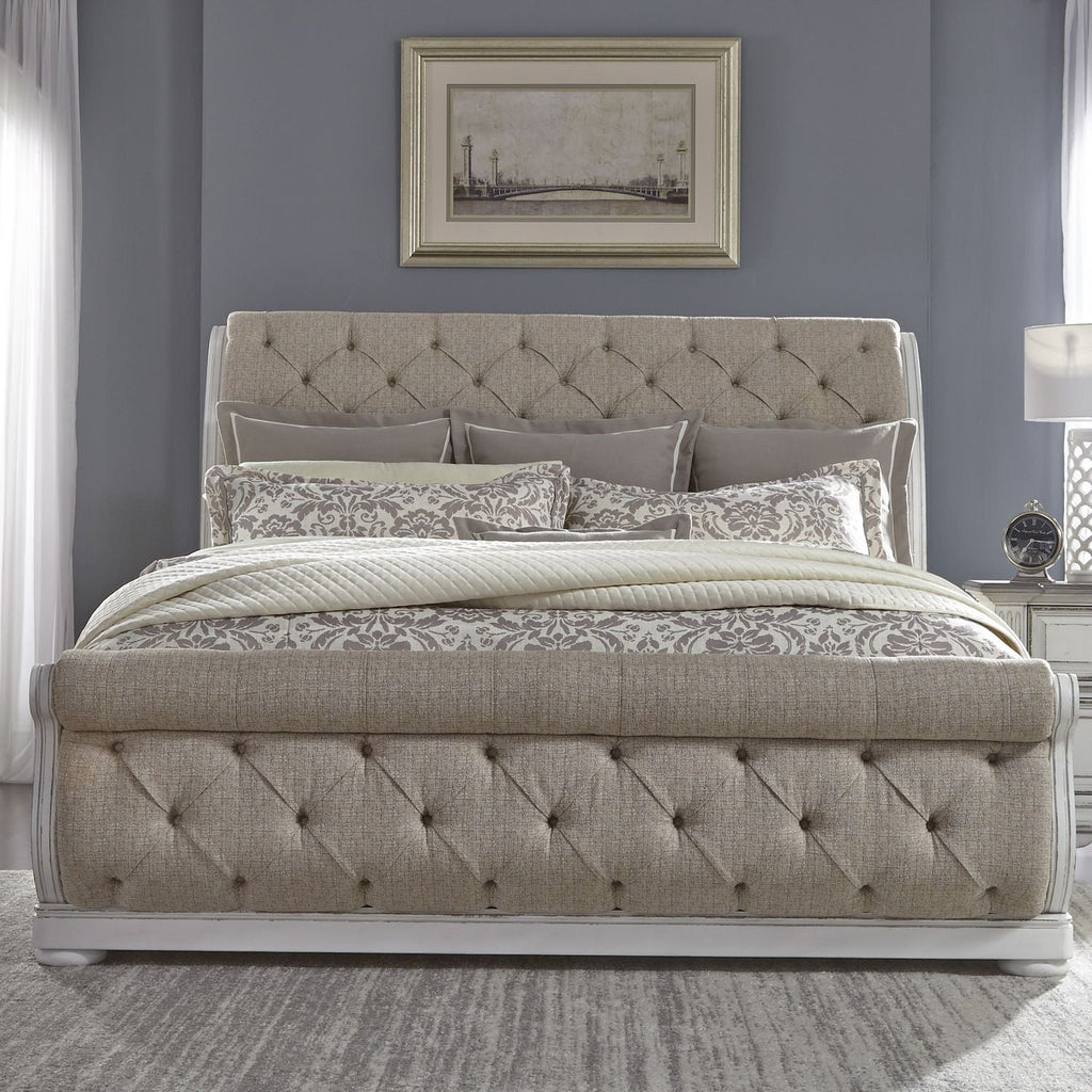 Abbey Park Queen Upholstered Sleigh Bed - Rooms For Less Furniture Outlet