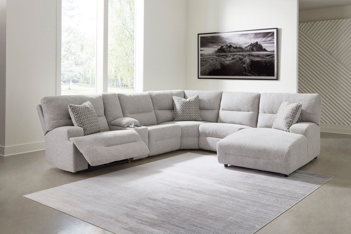 Acklen Place 6 - Piece Power Reclining Sectional with Chaise - Rooms For Less Furniture Outlet